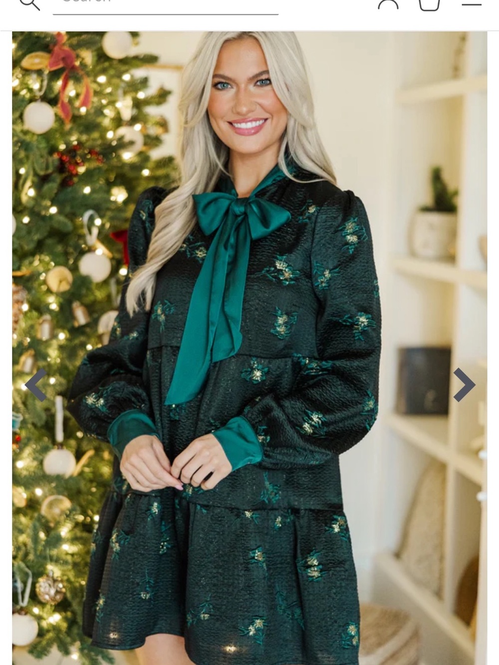 Emerald Bow-Tie Tiered Long Sleeve Dress